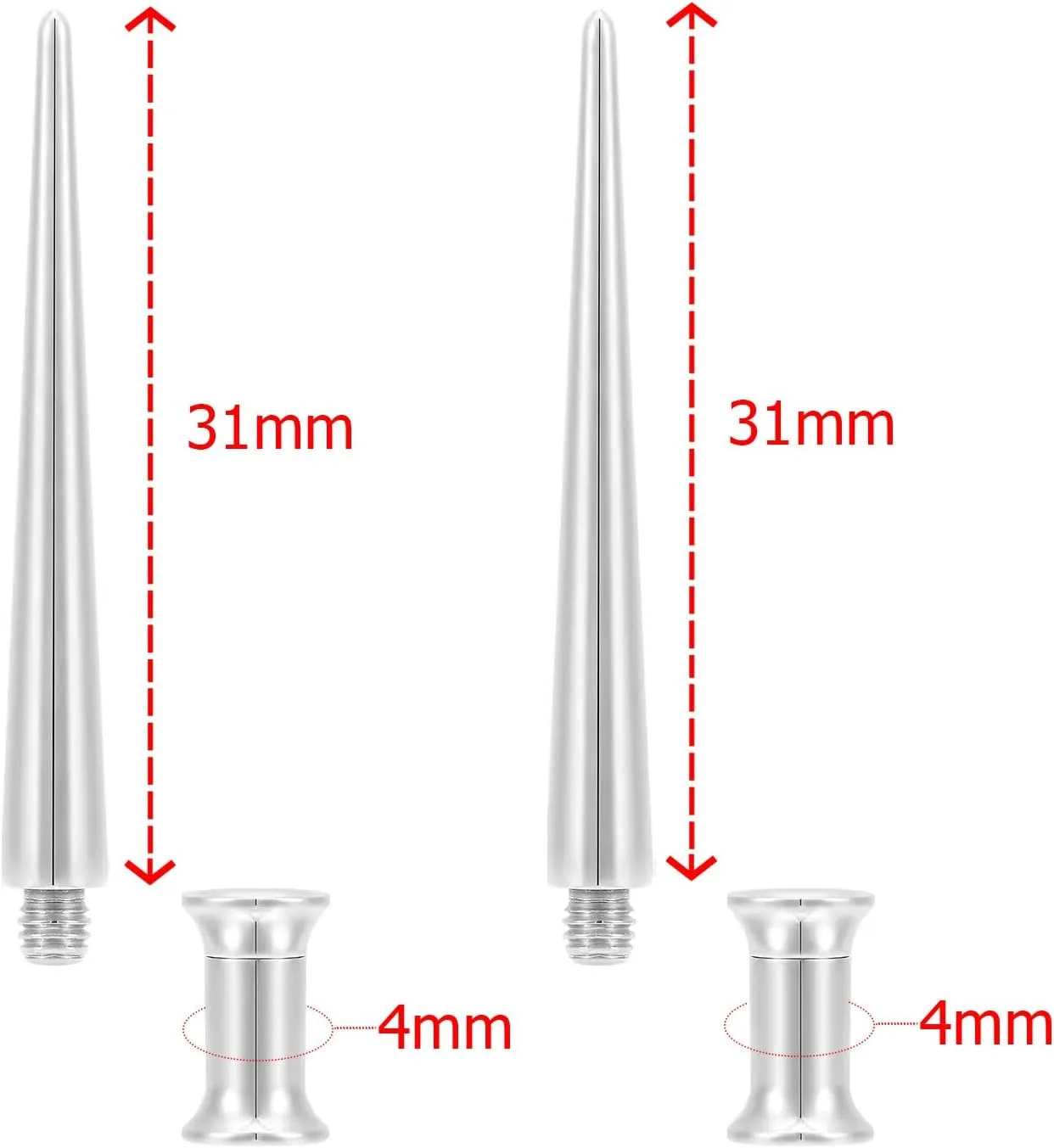 22G/20G/18G/16G/14G/12G/10G/8G/6G/4G/2G/0G/00G 316L Steel Taper Insertion Pin for Ear/Nose/Navel/Nipple/Lip/Eyebrow Stretcher, Body Piercing Stretching Kit Assistant Tool