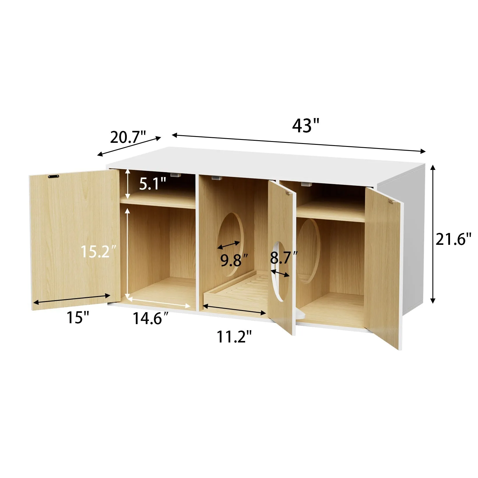 43 Inch Cat Litter Box Enclosure for 2 Cats
