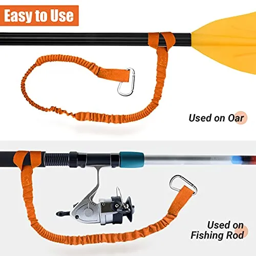 6 Pieces Kayak Paddle Leash Stretchable Paddle Rope Nylon Adjustable Kayak Coiled Rod Leash Lanyard Kayak Traction Rope for Kayak Canoe SUP Paddles Surfboard Fishing Poles Rods Accessories (Orange)