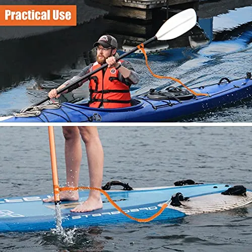 6 Pieces Kayak Paddle Leash Stretchable Paddle Rope Nylon Adjustable Kayak Coiled Rod Leash Lanyard Kayak Traction Rope for Kayak Canoe SUP Paddles Surfboard Fishing Poles Rods Accessories (Orange)