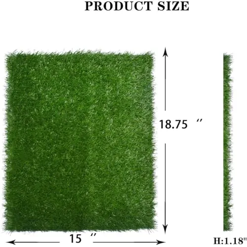 Artificial Dog Grass Pee Pad 18.75"x15" 2 Pack, Washable Indoor Potty Training Replacement Turf for Puppy, Reusable Realistic Grass Mat for Dogs