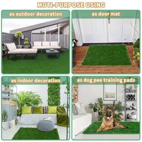Artificial Dog Grass Pee Pad 18.75"x15" 2 Pack, Washable Indoor Potty Training Replacement Turf for Puppy, Reusable Realistic Grass Mat for Dogs