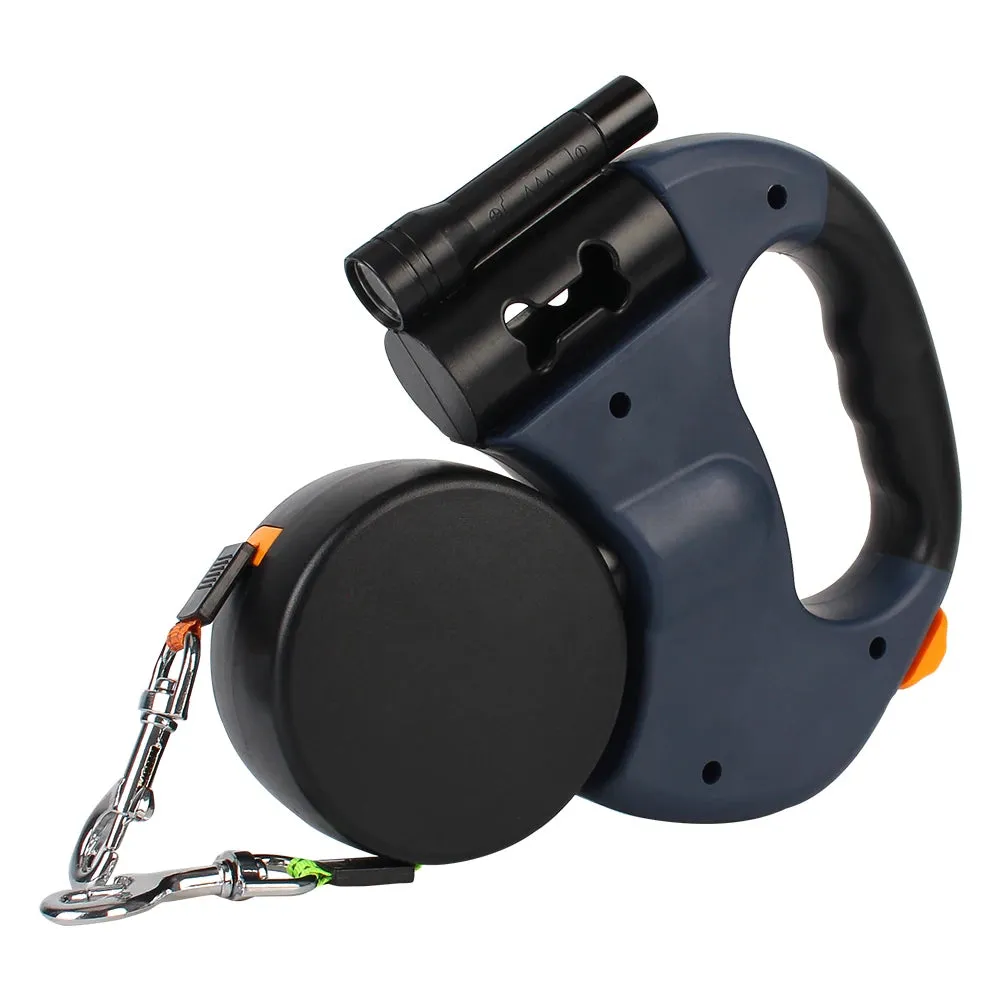 Auto Retractable Dual Dog Leash 3m Double-Ended Traction Rope With Flashlight Waste Bag Box Roulette for Small Medium Dogs