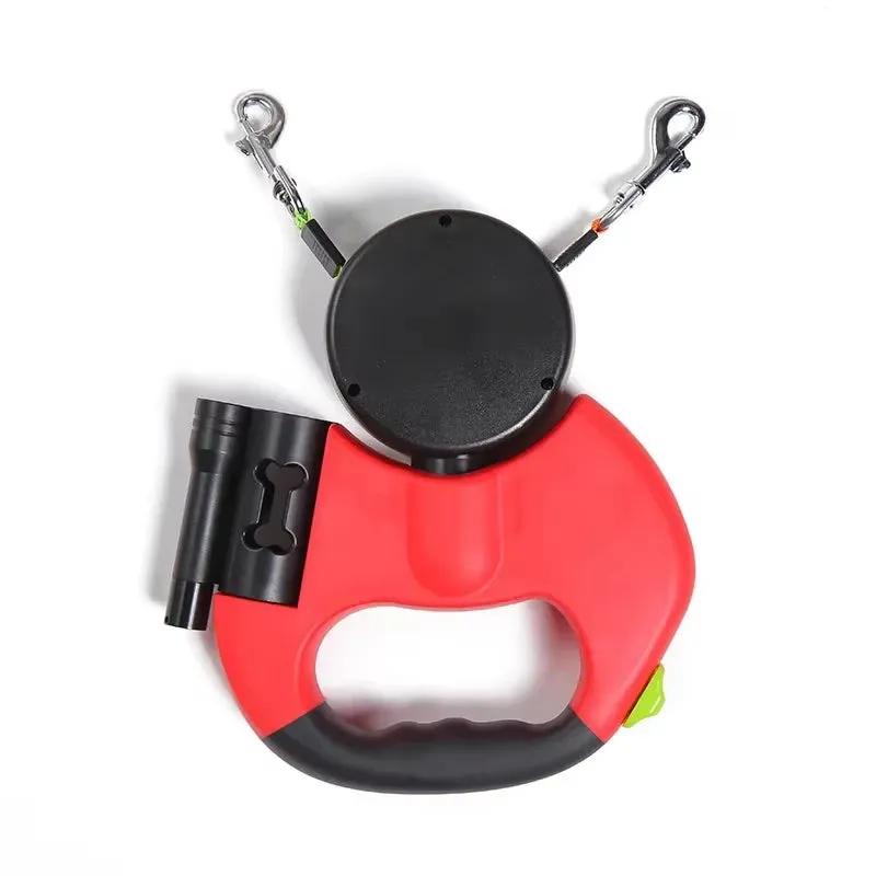 Automatic Retractable Traction Dog Leash  with Two-Headed and Plastic Bag