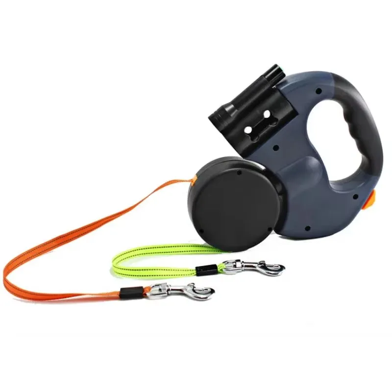 Automatic Retractable Traction Dog Leash  with Two-Headed and Plastic Bag