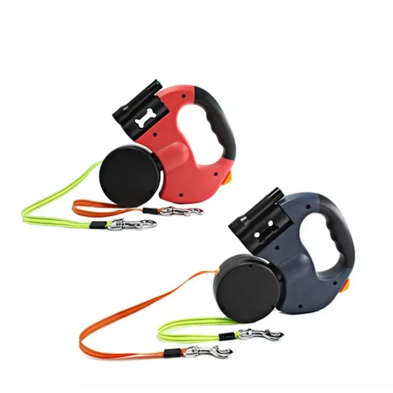 Automatic Retractable Traction Dog Leash  with Two-Headed and Plastic Bag