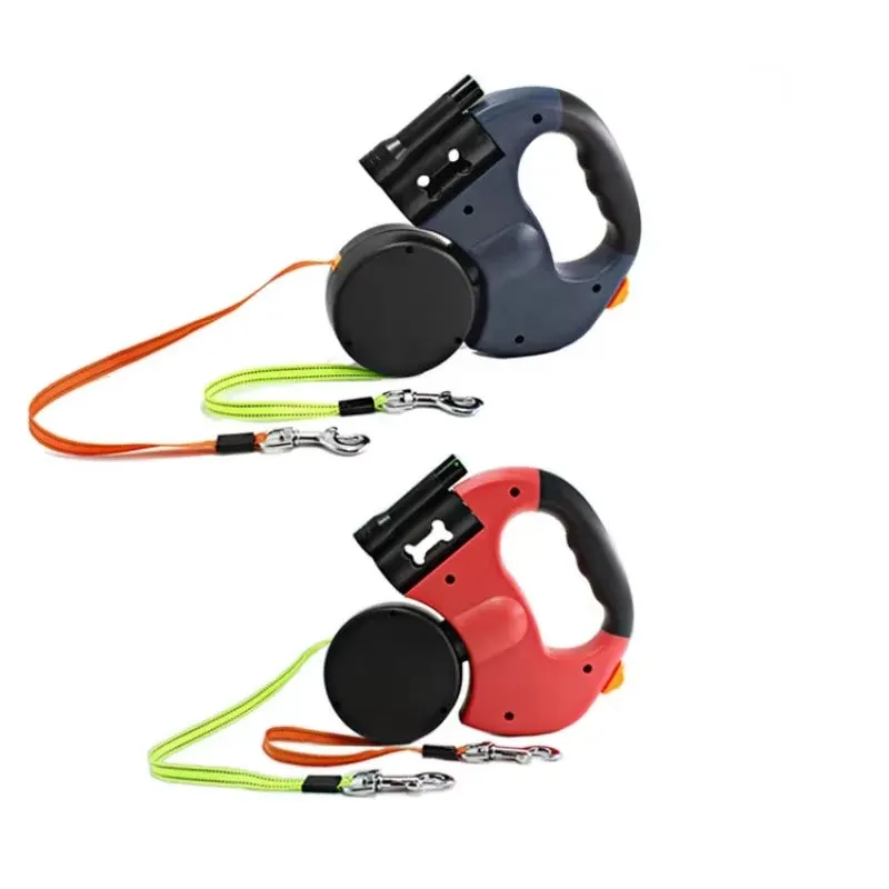 Automatic Retractable Traction Dog Leash  with Two-Headed and Plastic Bag