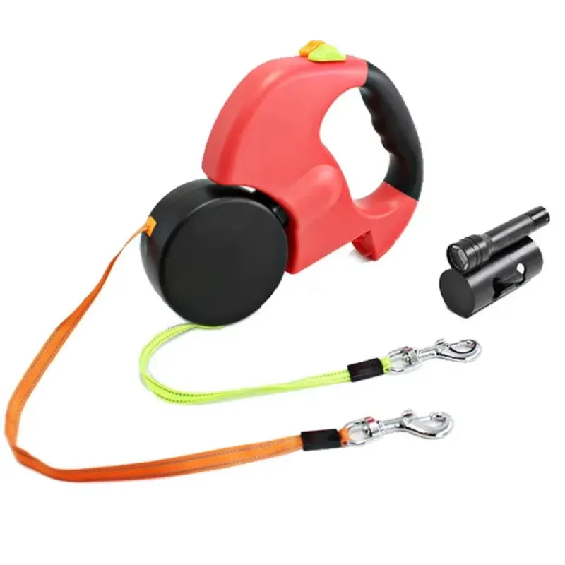 Automatic Retractable Traction Dog Leash  with Two-Headed and Plastic Bag