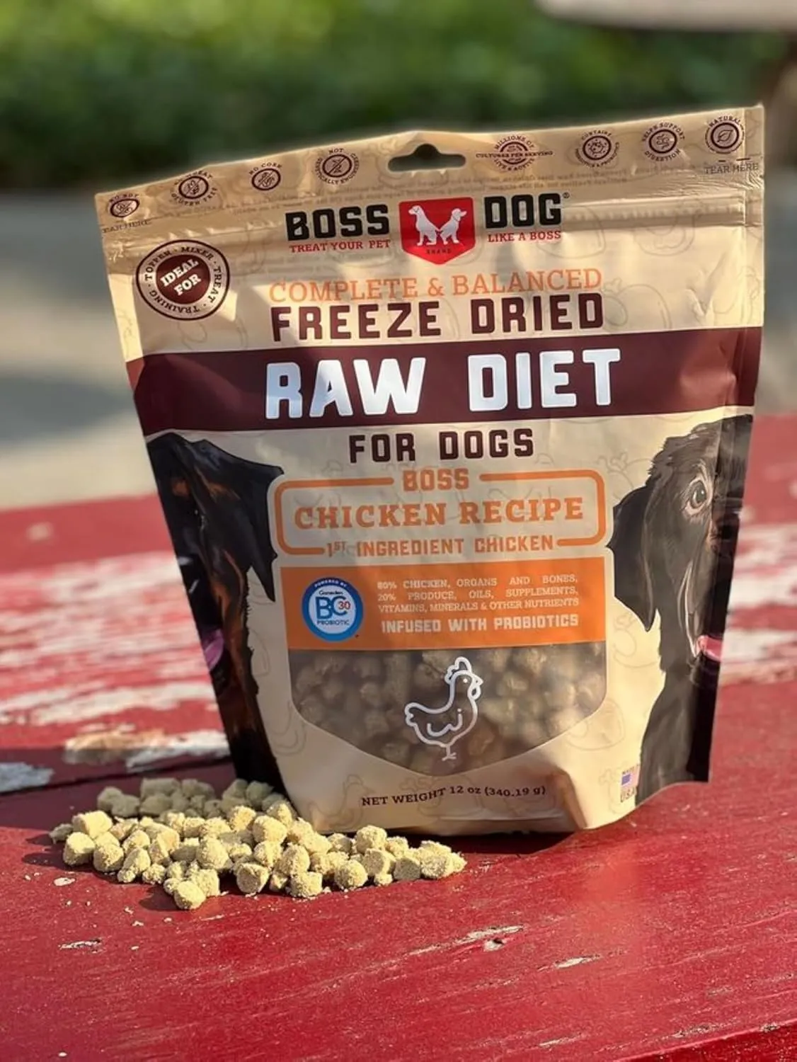 Boss Dog Complete & Balanced Freeze Dried Raw Diet for Dogs,Chicken Recipe, 12 oz Bag