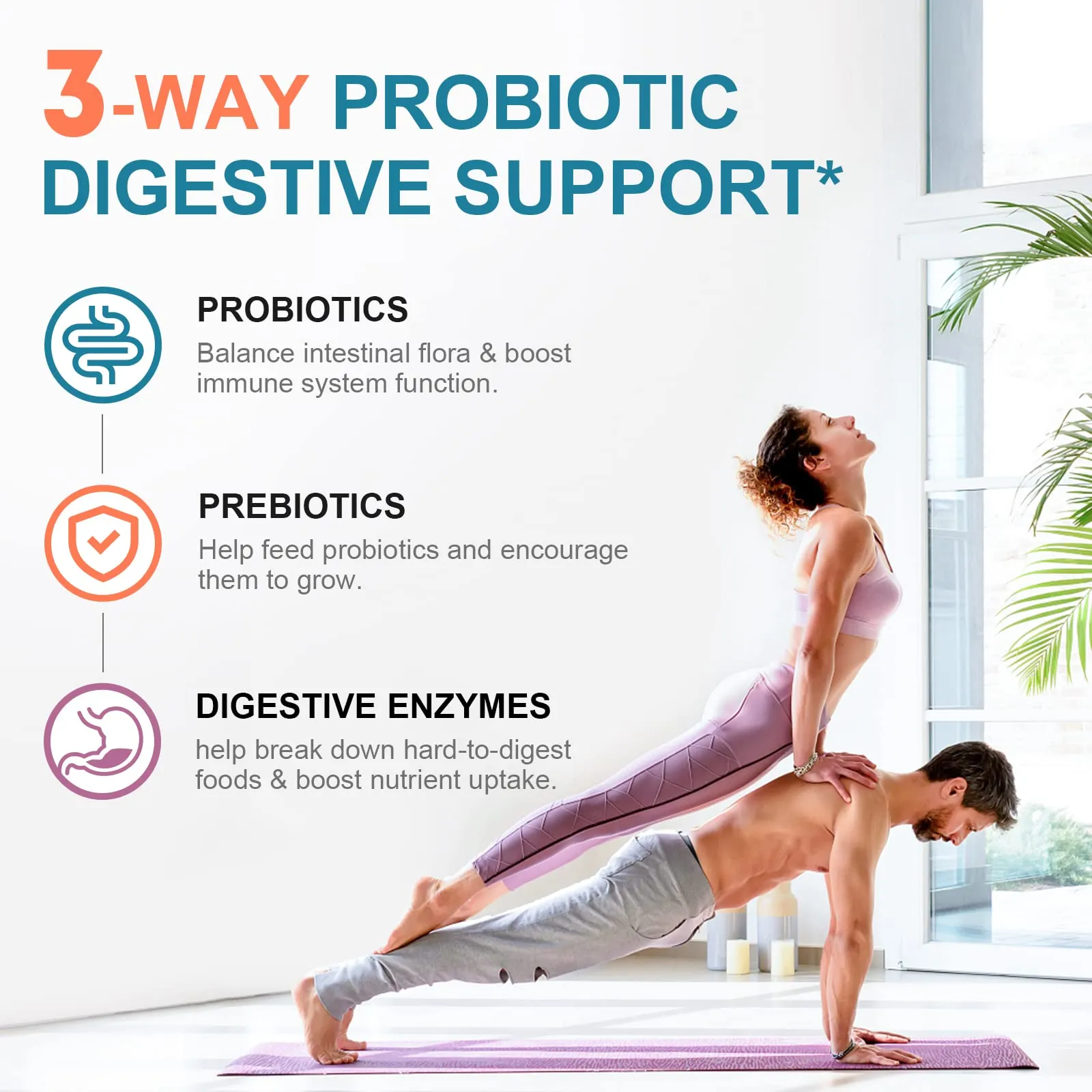 CANLIST Probiotics 120 Billion CFUs 18 Strains, 3 Prebiotics & Digestive Enzymes for Men Women ,Digestive & Immune Support ,Shelf Stable Non-GMO 60 Vegetarian Capsules, Blue-1