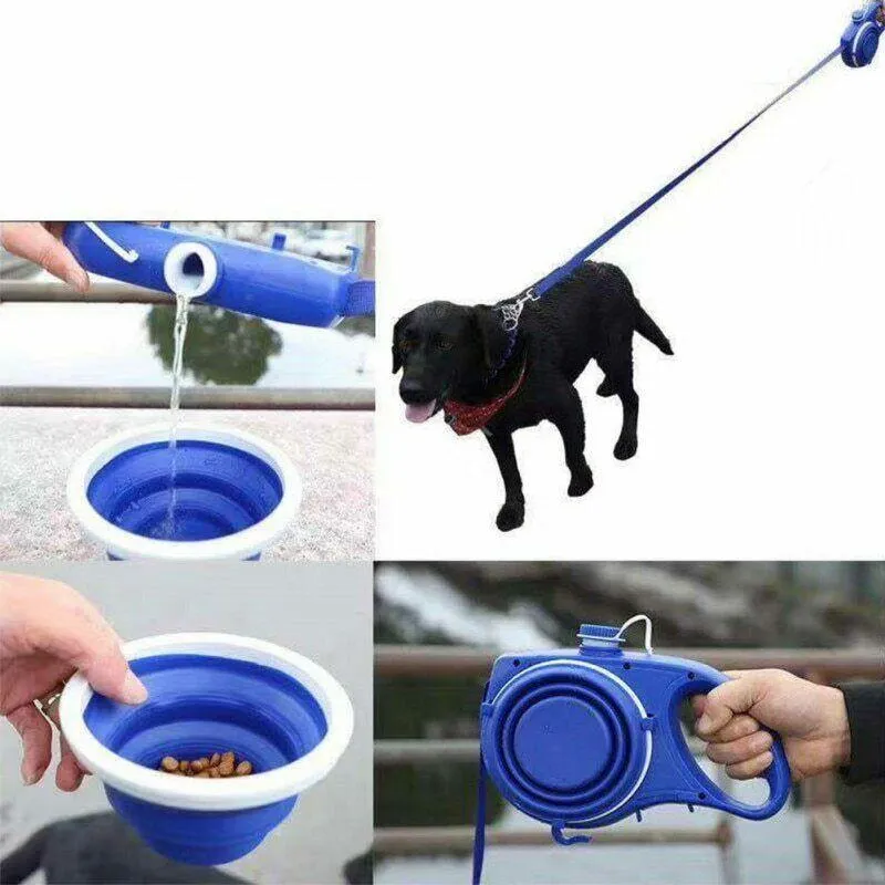 Dog Leash Water Bottle Bowl
