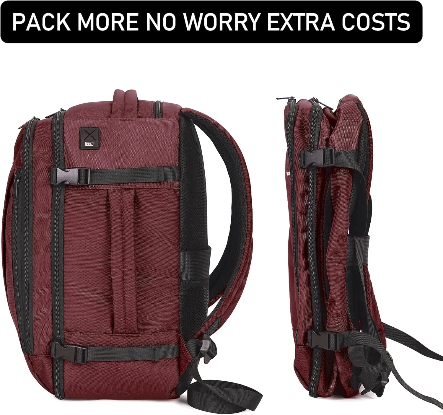 ECOHUB Travel Backpack 18x14x8 Spirit Airlines Personal Item Bag Carry On Backpack 13 Pockets Large Work Casual Daypack for men Airline Approved Waterproof Gym Backpack with Charging Port, Red