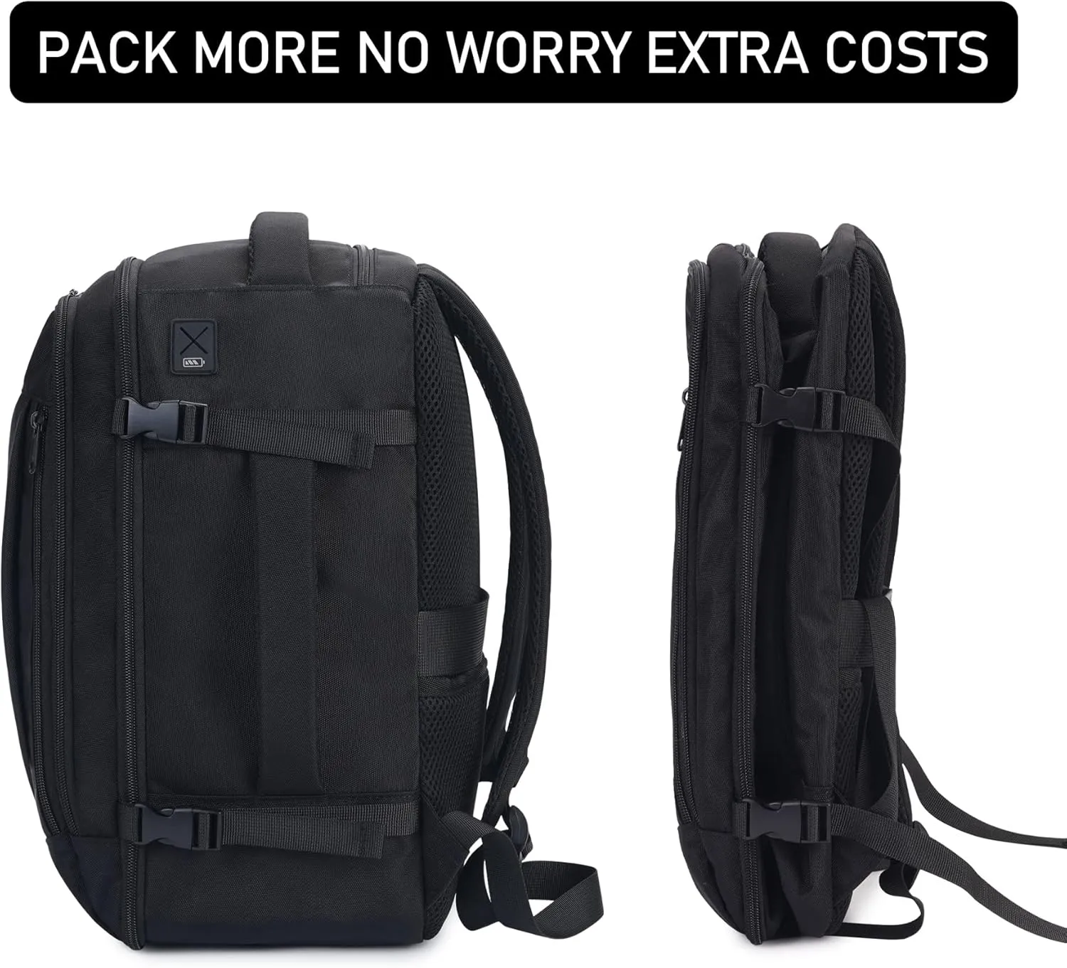 ECOHUB Travel Backpack 18x14x8 Spirit Airlines Personal Item Bag Carry On Backpack 13 Pockets Work Casual Daypack for Men Women Airline Approved Water Resistant Gym Backpack with Charging Port, Black