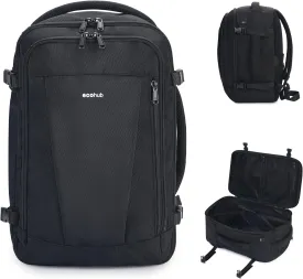 ECOHUB Travel Backpack 18x14x8 Spirit Airlines Personal Item Bag Carry On Backpack 13 Pockets Work Casual Daypack for Men Women Airline Approved Water Resistant Gym Backpack with Charging Port, Black
