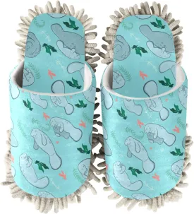 Fisyme Mop Slippers Soft Washable Microfiber Super Chenille Mopping House Home Shoes Mop Slippers for Floor Cleaning