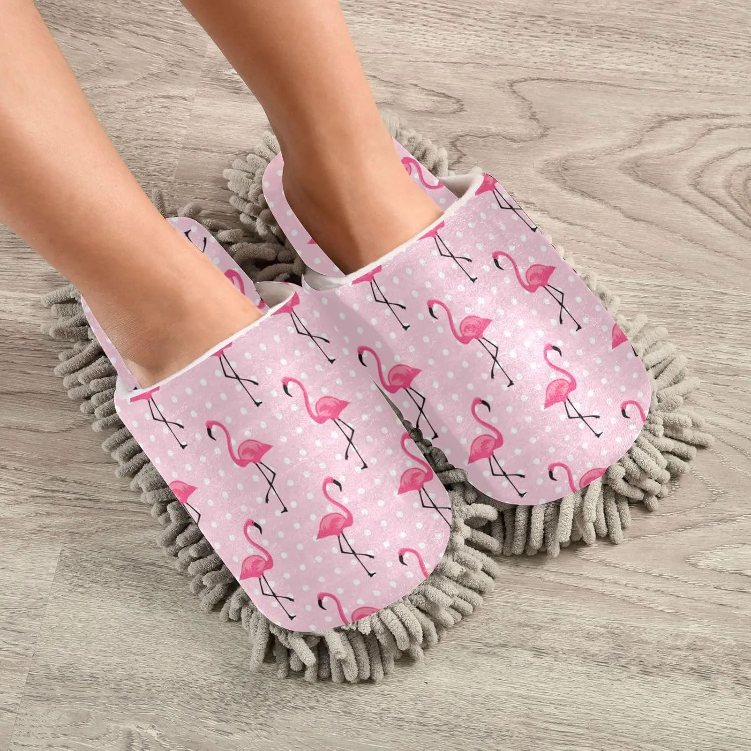 Fisyme Mop Slippers Soft Washable Microfiber Super Chenille Mopping House Home Shoes Mop Slippers for Floor Cleaning