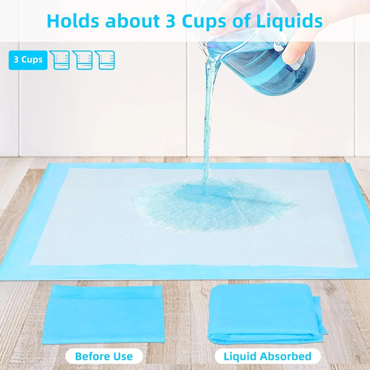 FluffyDream Super Absorbent Waterproof Dog and Puppy Pet Training Pad, Housebreaking Pet Pad,Blue (30"X30"(100PCS))