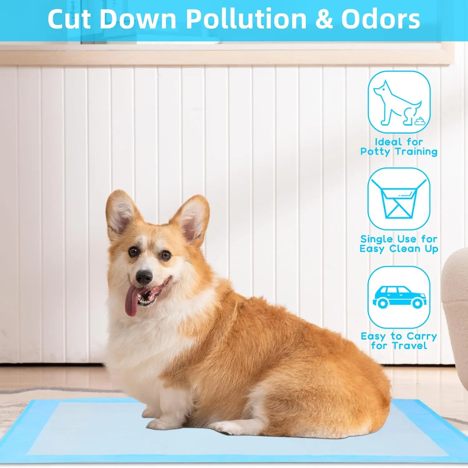 FluffyDream Super Absorbent Waterproof Dog and Puppy Pet Training Pad, Housebreaking Pet Pad,Blue (30"X30"(100PCS))