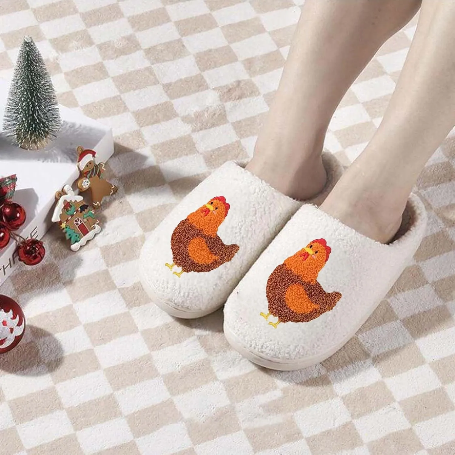 Highland Cow Slippers for Women Plush Scottish Highland Cow Animal Slippers Warm Non Slip Home Indoor Slippers