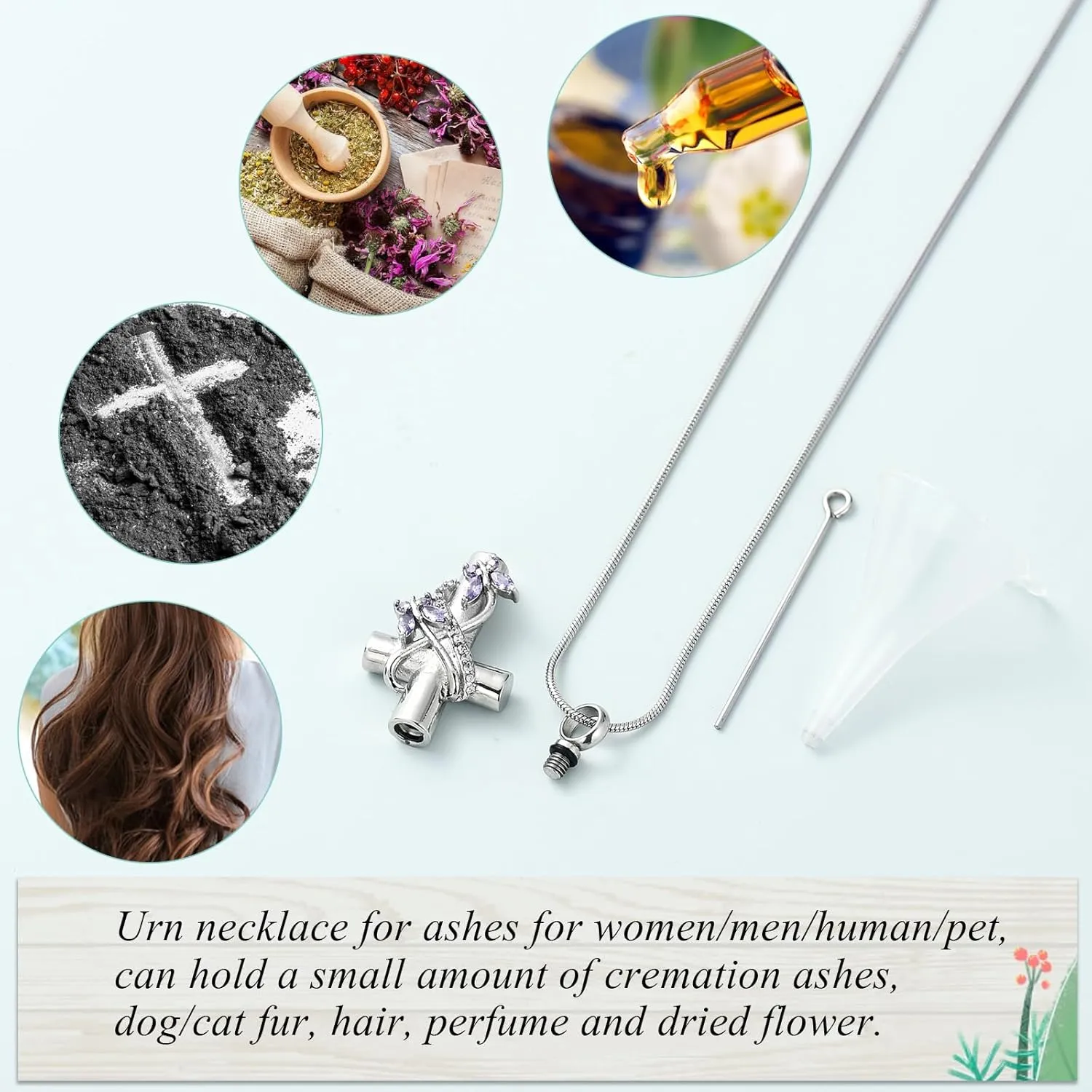 Imrsanl Butterfly Cross Urn Necklace for Ashes Men Women Cremation Jewelry Ashes Pendant for Human Memorial Ash Jewelry