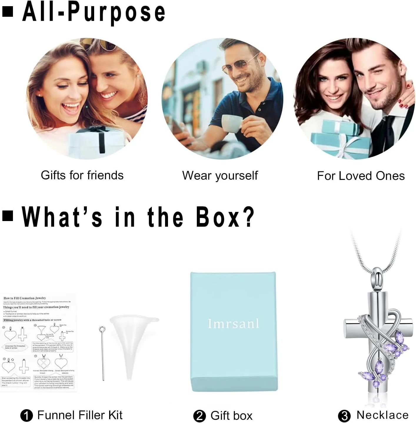 Imrsanl Butterfly Cross Urn Necklace for Ashes Men Women Cremation Jewelry Ashes Pendant for Human Memorial Ash Jewelry