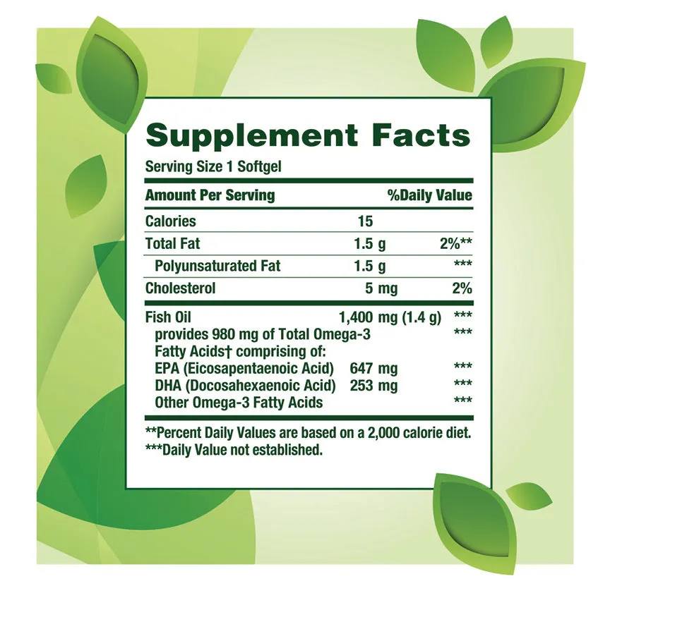Nature's Bounty Fish Oil 1400 mg 130 coated softgels