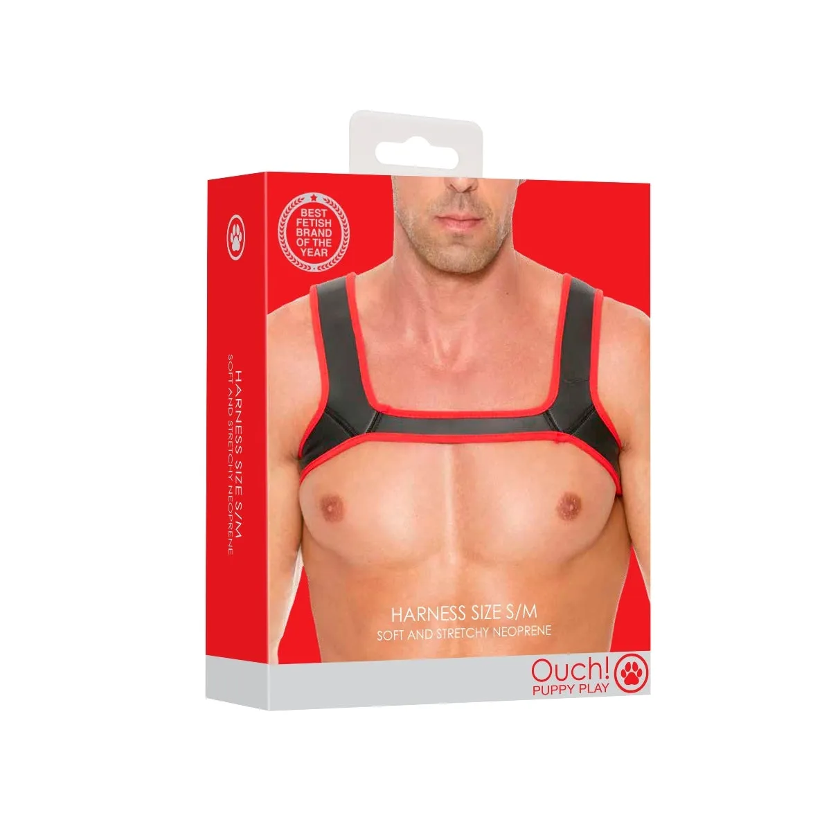 Ouch Puppy Play Neoprene Chest Harness Black Red