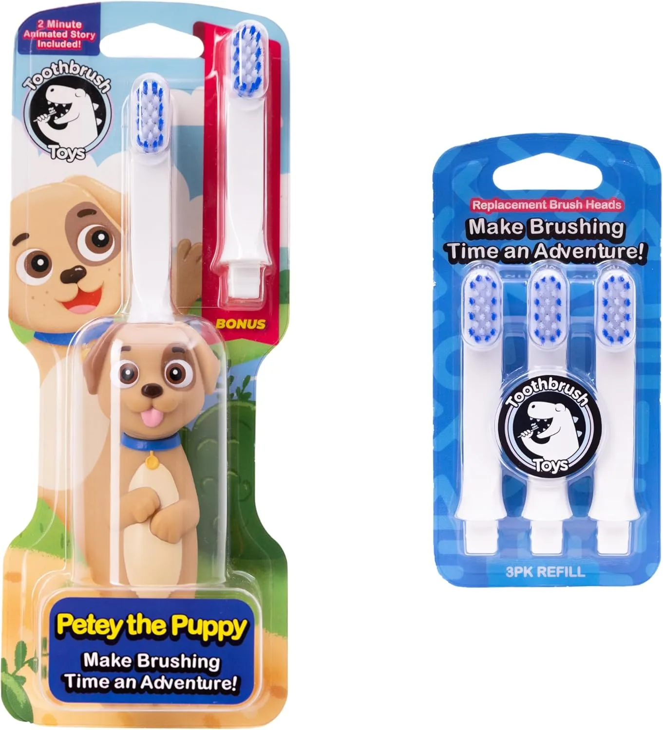 Petey The Puppy and Replacement Brush Heads Bundle