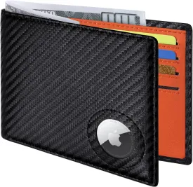 Slim Leather Wallet for Men Airtag Hidden, Large Bifold Mens Wallet RFID Blocking with ID Windows, Credit Card Holder for Men Wallet