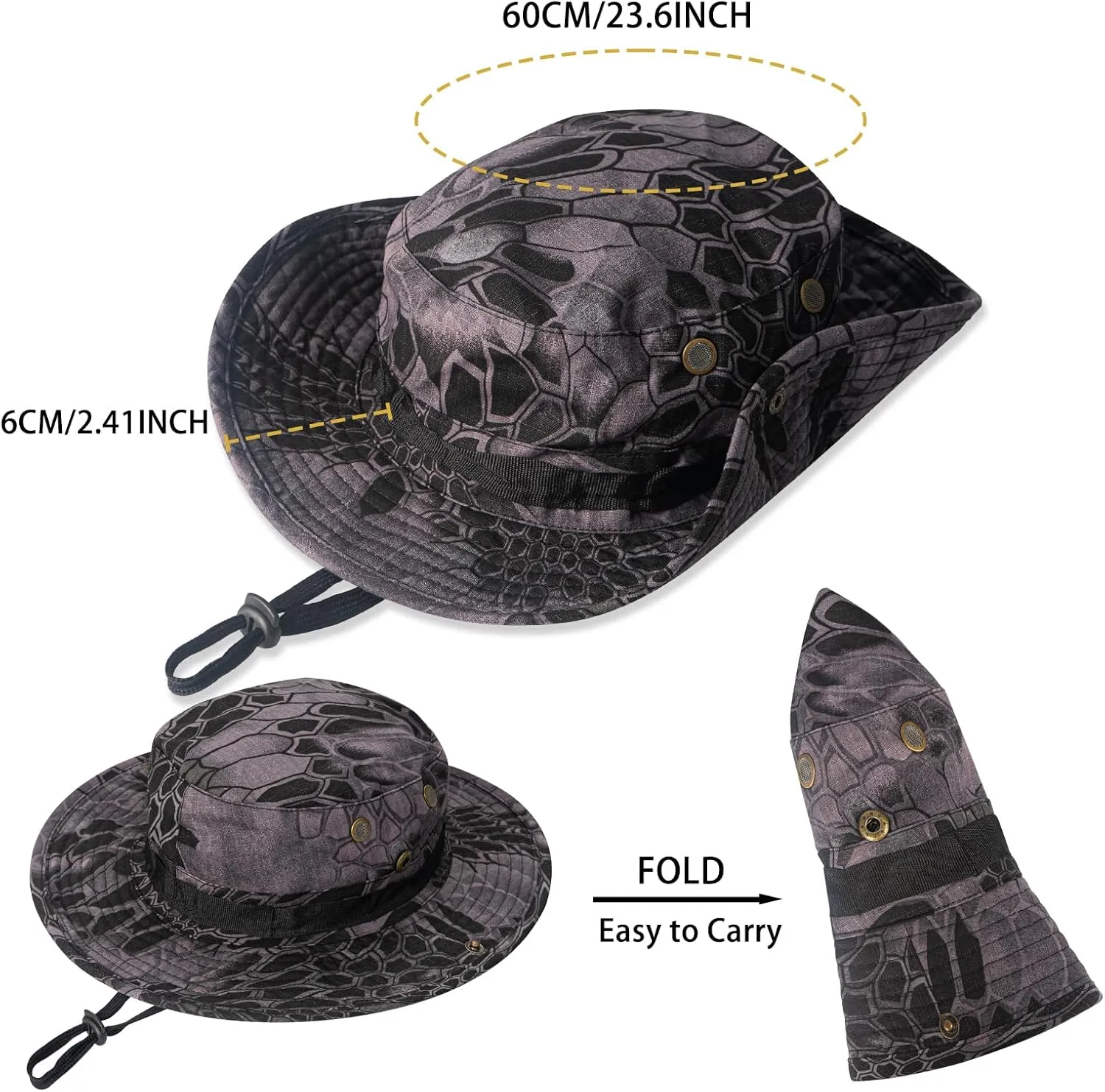 Sun Hats for Men Women Boonie Hat UPF 50  Bucket Hat Wide Brim UV Protection Fishing Hiking Safari Outdoor Hats