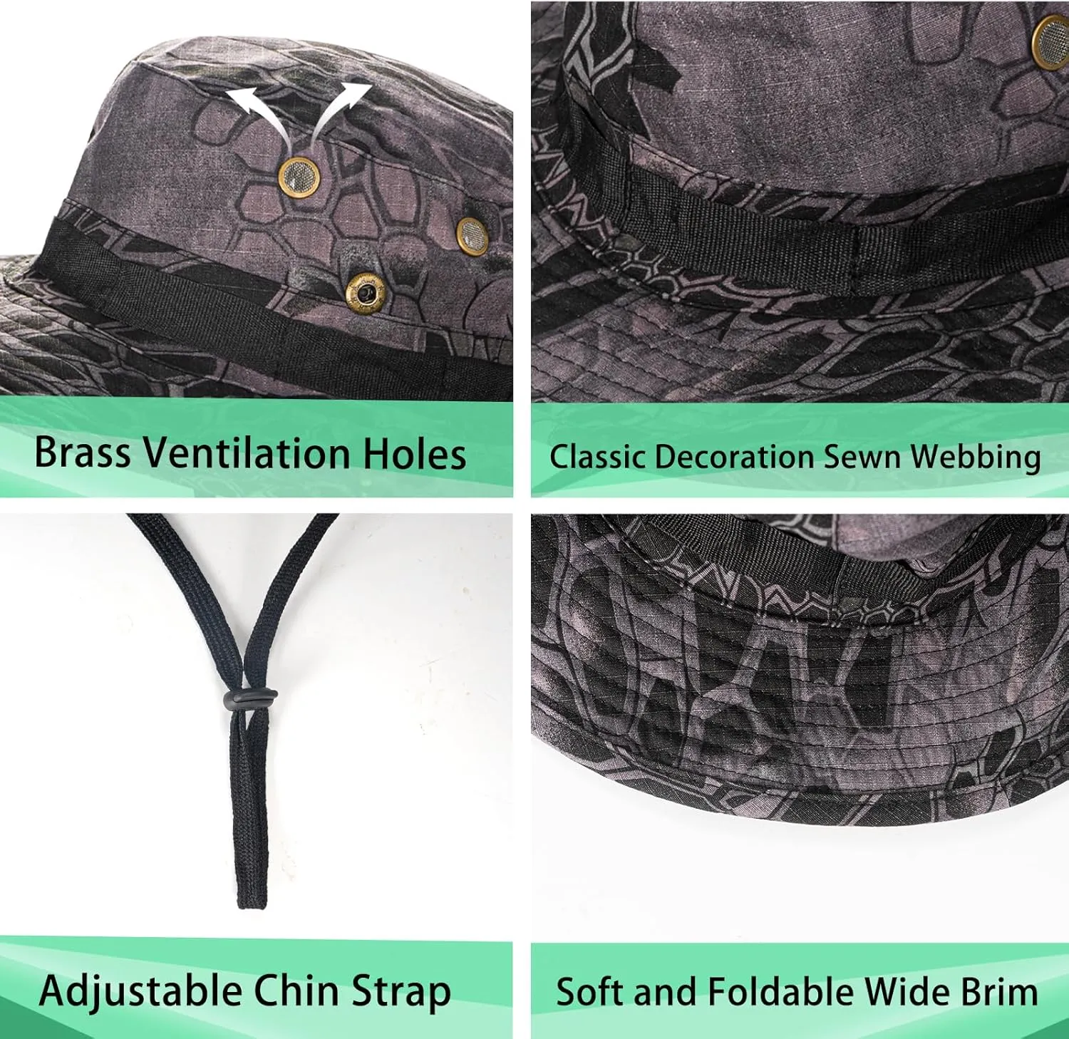 Sun Hats for Men Women Boonie Hat UPF 50  Bucket Hat Wide Brim UV Protection Fishing Hiking Safari Outdoor Hats