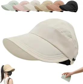 Sun Hats for Women Wide Brim UV Protection Hollow Top Sun Hat Summer Beach Packable Visor