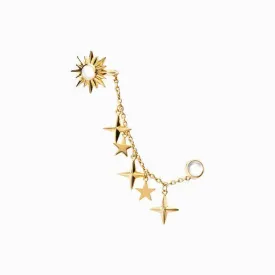 Sun Moon and Stars Ear Swag in Gold Vermeil