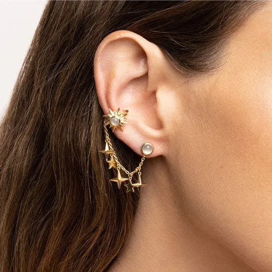 Sun Moon and Stars Ear Swag in Gold Vermeil